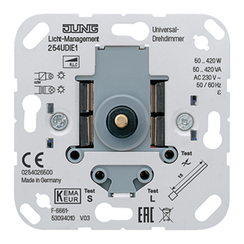 Механизм поворотно-нажимного светорегулятора-переключателя JUNG МЕХАНИЗМЫ JUNG, 420 Вт, ступенчатая регулировка
