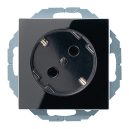 Розетка JUNG A 500, скрытый монтаж, с заземлением, черный