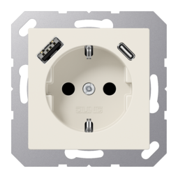 Розетка 2К+З 16А 250В~, с разъемом USB Typ AC