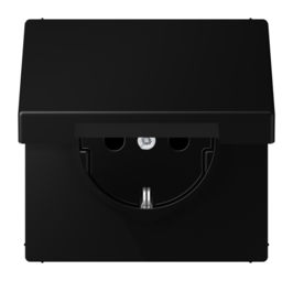 SCHUKO-розетка с крышкой цвет матовый черный