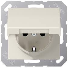 Розетка Jung ECO PROFI, скрытый монтаж, с крышкой, слоновая кость, EP1420KL